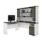 Bestar Norma L-Shaped Desk with Hutch, Walnut Grey & White 181850-000035 - alternate 5